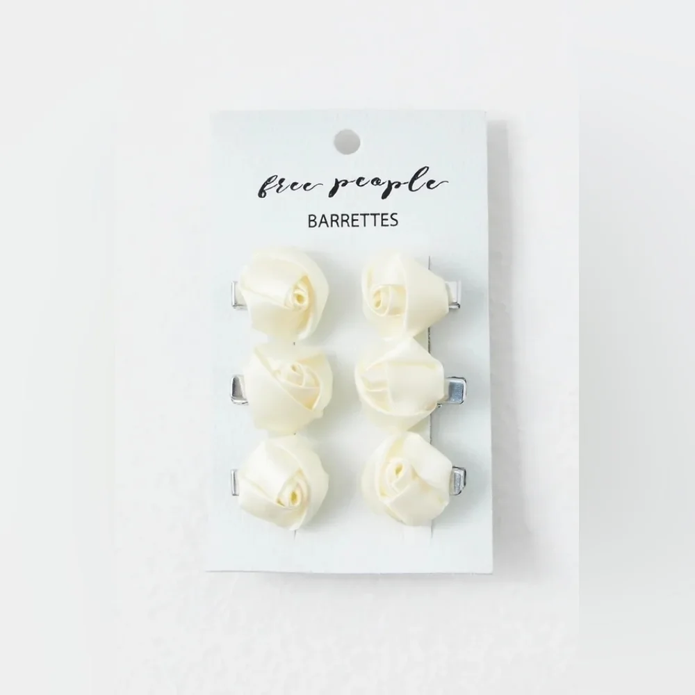 NWT Free People White Rosemary's Rose Set Of 6 Clips